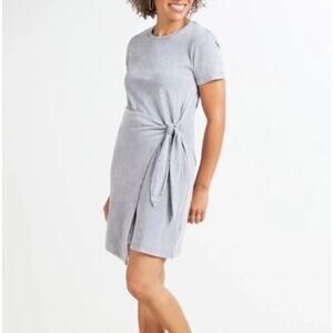 Rails Edie Gray Tie Waist Cotton T-Shirt Dress (L)